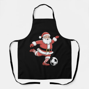 Santa Plays Soccer Christmas Sports Apron