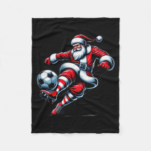 Santa Plays Soccer Christmas Srts Women Men Kids  Fleece Blanket