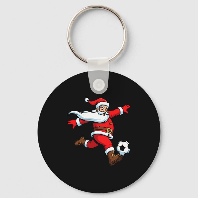 Santa Plays Soccer Christmas Srts Women Men Kids L Key Ring (Front)