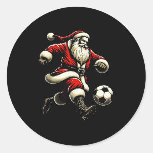 Santa Plays Soccer Srts, Xmas Christmas Women Men  Classic Round Sticker