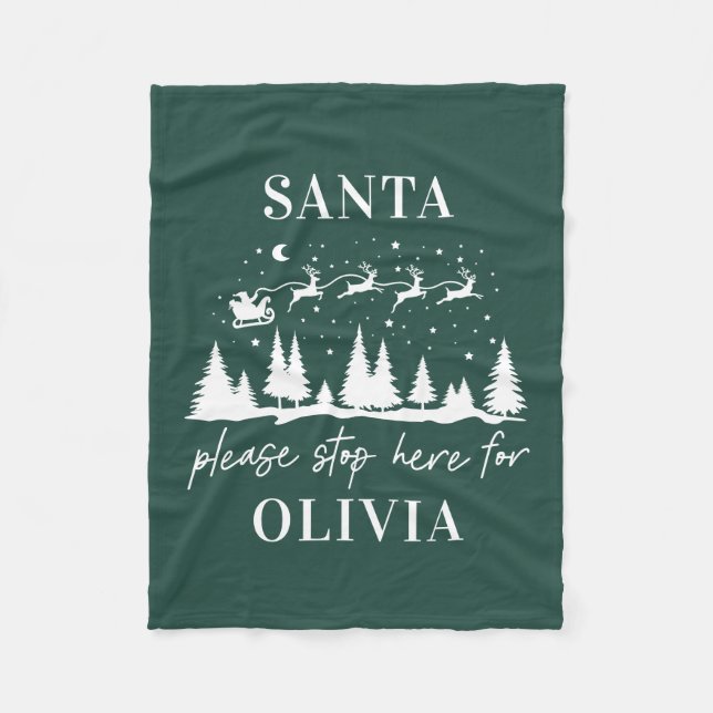 Santa please stop here for Christmas traditional Fleece Blanket (Front)
