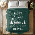 Santa please stop here for Christmas traditional Fleece Blanket<br><div class="desc">Santa please stop here for Christmas traditional modern green holiday decor gift.</div>