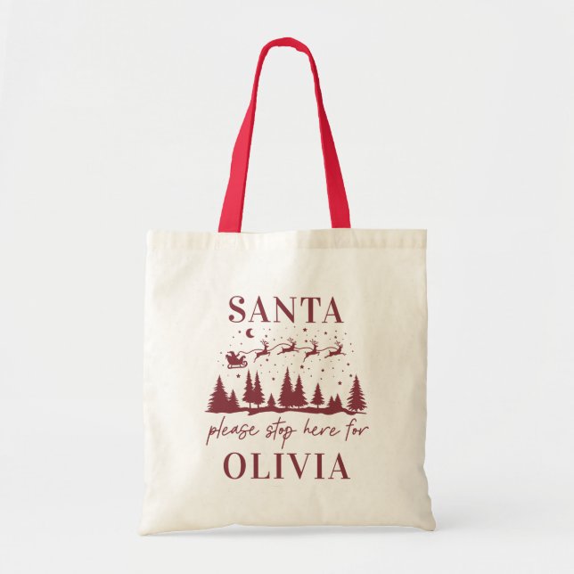 Santa please stop here for Christmas traditional Tote Bag (Front)