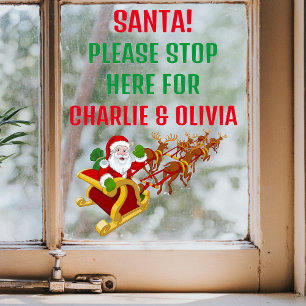 Santa Please Stop Here Personalised Window Sticker
