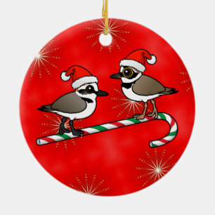 Santa Plovers Ceramic Tree Decoration