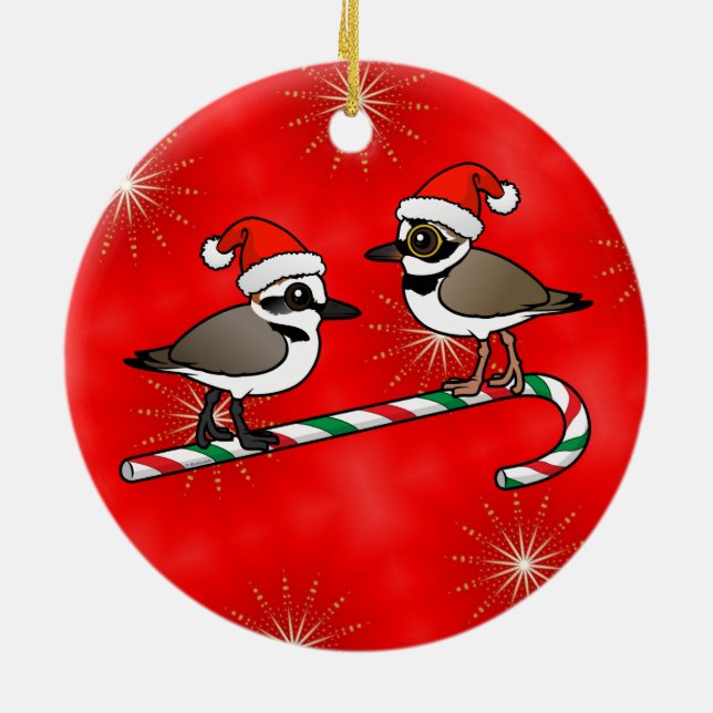 Santa Plovers Ceramic Tree Decoration (Back)
