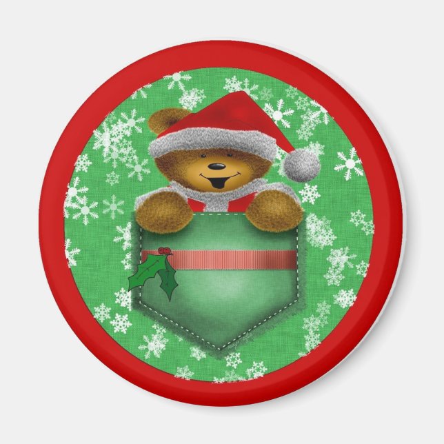 Santa Pocket Bear Magnet (Front)