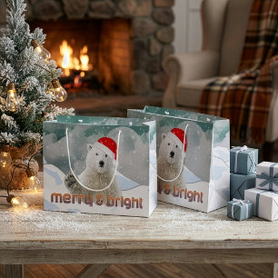 Santa Polar Bear Beary Christmas Gift Bag