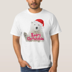 Santa Polar Bear Beary Christmas T-Shirt