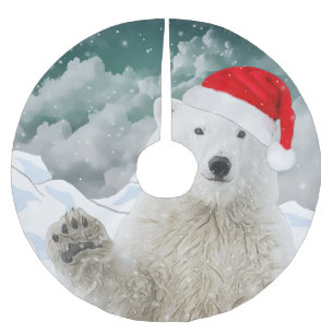 Santa Polar Bear Beary Christmas Tree Skirt