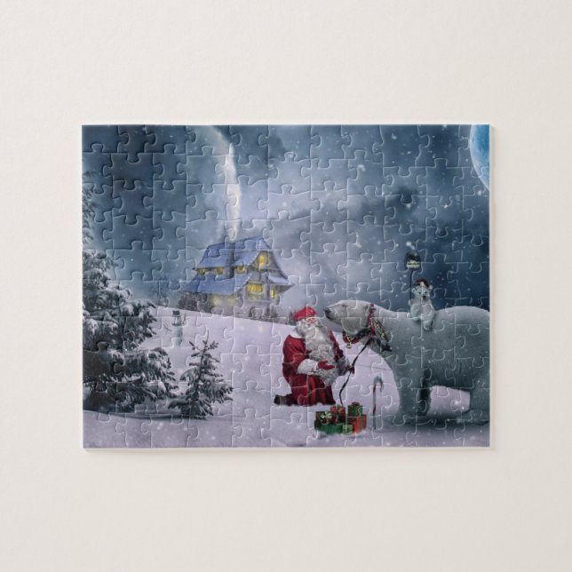 Santa Polar Bear Christmas  Jigsaw Puzzle (Horizontal)