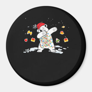 Santa Polar Bear Christmas Lights Bear Lover Magnet