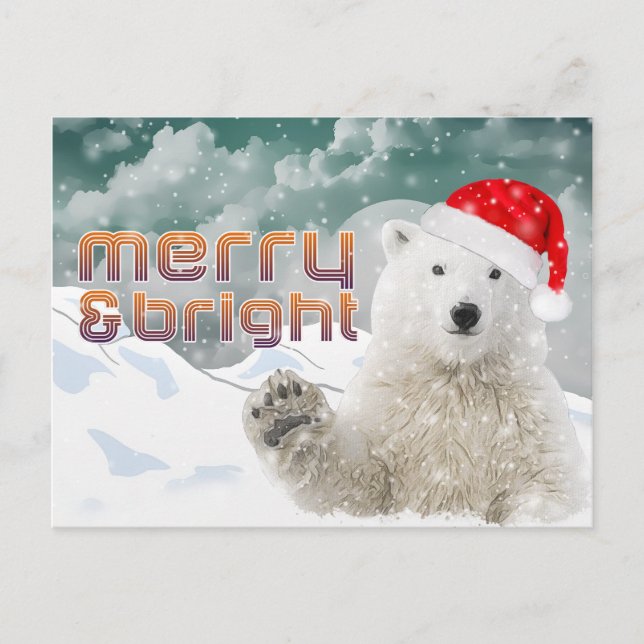 Santa Polar Bear | Christmas Postcard (Front)