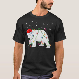 Santa Polar Bear Christmas Tree Lights Bear Lovers T-Shirt