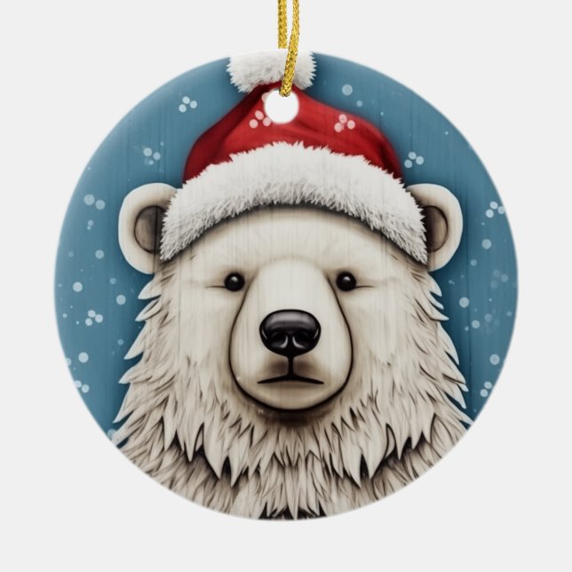 Santa Polar Bear Ornament (Front)