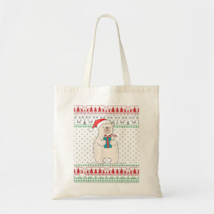 Santa Polar Bear Ugly Christmas Sweater Family Mat Tote Bag