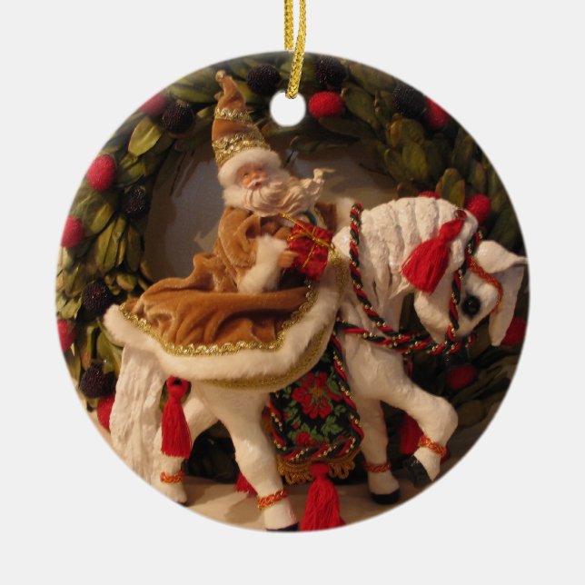 Santa Pony Ceramic Tree Decoration (Front)