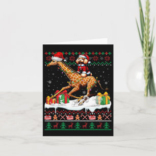 Santa Poodle Riding Giraffe Christmas Sweater Love Card