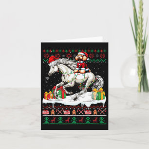 Santa Poodle Riding Horse Christmas Sweater Lover Card