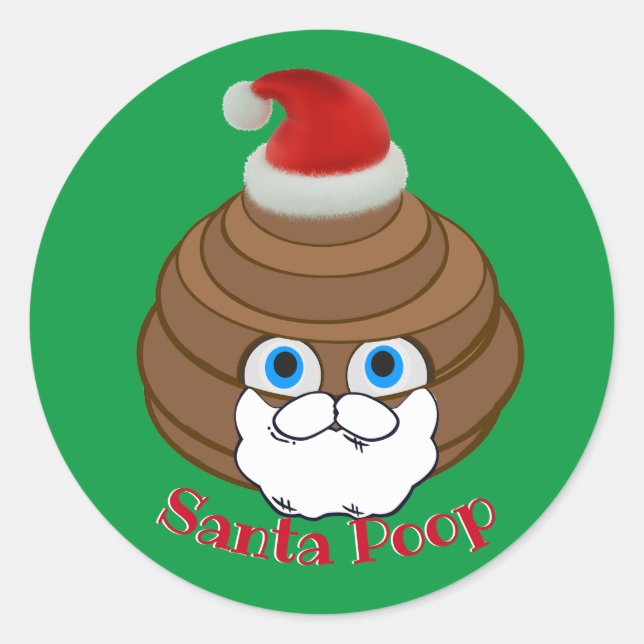 Santa Poop Emoji Classic Round Sticker (Front)