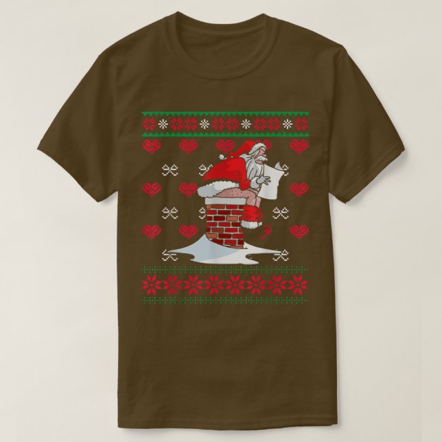Santa Pooping Down Chimney Ugly Xmas Sweater Chris (Design Front)