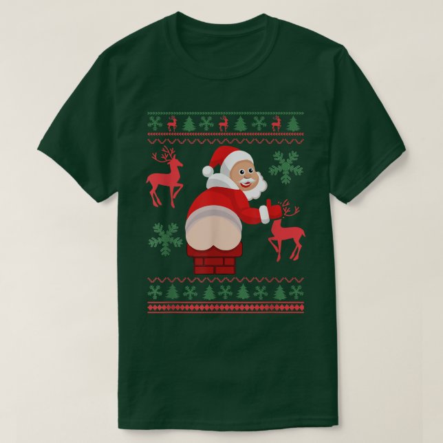 Santa Pooping Down Chimney Ugly Xmas Sweater Chris (Design Front)