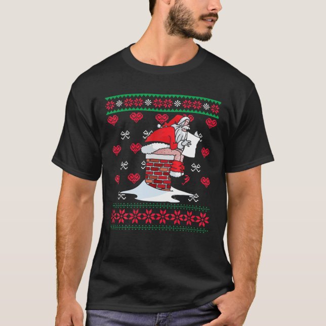 Santa Pooping Down Chimney Ugly Xmas Sweater Chris (Front)
