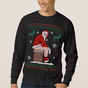 Santa Pooping Down The Chimney Ugly Sweater Christ