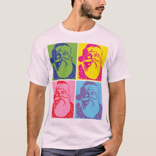 Santa Pop art Merry Christmas Poster T-Shirt (Front)