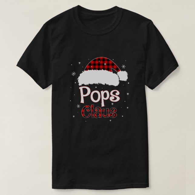 Santa Pops Claus Red Plaid Family Pyjamas Christma T-Shirt (Design Front)