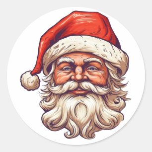 Santa portrait drawing.  classic round sticker