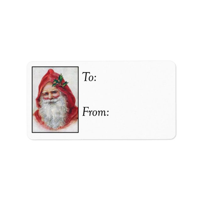 Santa Portrait Vintage Gift Tag (Front)
