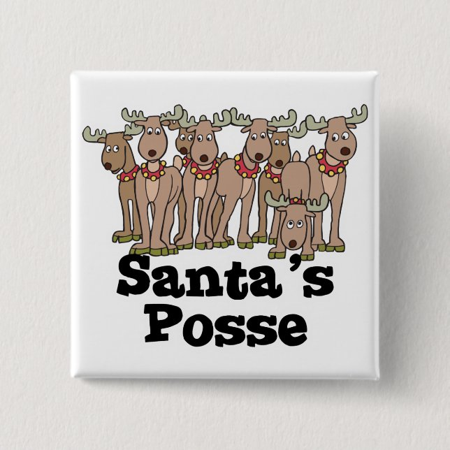 Santa posse reindeer 15 cm square badge (Front)
