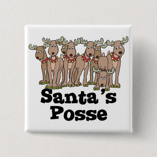 Santa posse reindeer 15 cm square badge