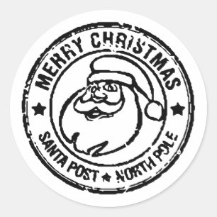 Santa Post North Pole Christmas Favor Present Gift Classic Round Sticker