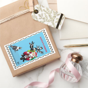 Santa Postman Australian Christmas Rectangular Sticker
