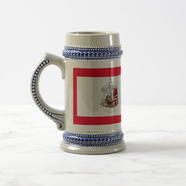 Santa Pray of Baby Jesus  Beer Stein (Left)