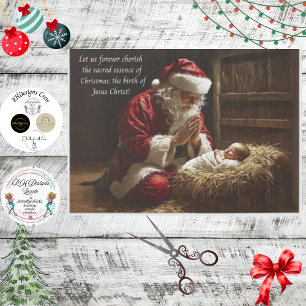 Santa Praying Thankful for Birth of Jesus Christ Tissue Paper