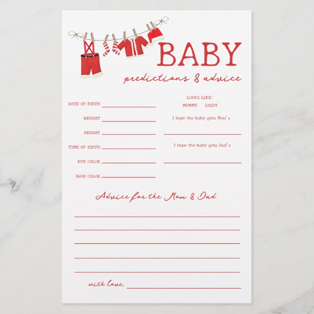 Santa Predictions & Advice Baby Shower Game Flyer (Front)