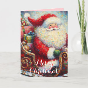 Santa & Presents on Sleigh Personalised Christmas Card