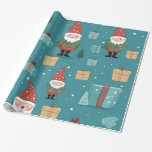 Santa Presents Trees and Snow Christmas Wrapping Paper<br><div class="desc">This Christmas wrapping paper features a cute illustration of Santa,  presents,  trees and snow. 

Enjoy your new Santa Presents Trees and Snow Christmas Wrapping Paper!</div>