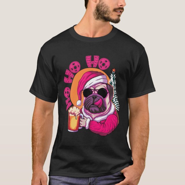 Santa Pug 223 T-Shirt (Front)