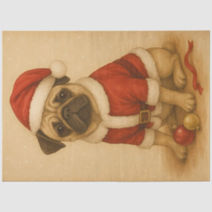 Santa Pug Christmas Decoupage Holiday Tissue Paper