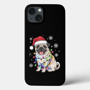 Santa Pug Christmas Lights Xmas Dog Lover iPhone 13 Case