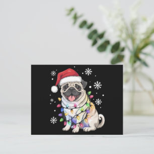 Santa Pug Christmas Lights Xmas Dog Lover Holiday Postcard