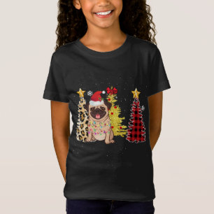 Santa Pug Christmas Tree Lights T-Shirt