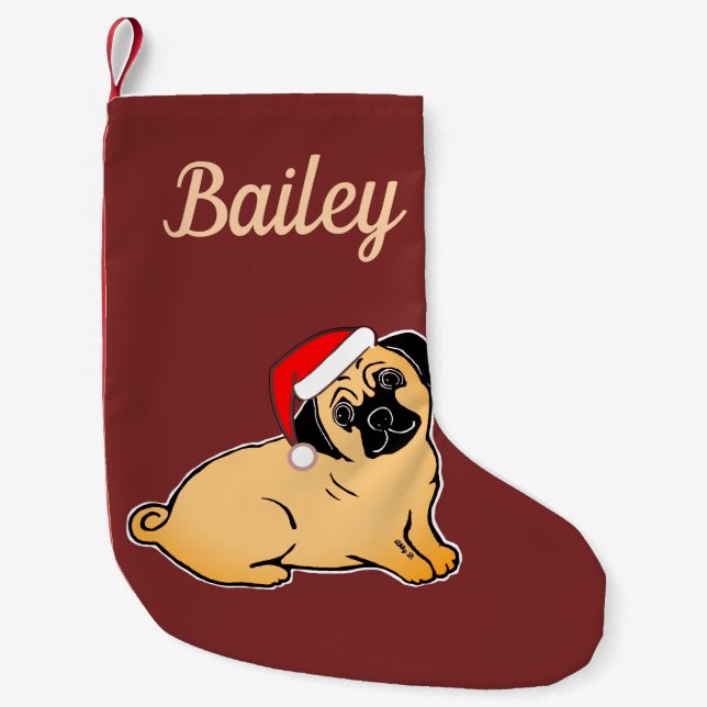 Santa Pug Custom Christmas Stocking (Front)