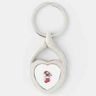 Santa Pug Delight Key Ring
