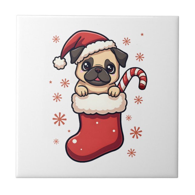 Santa Pug Delight Tile (Front)