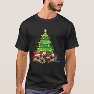 Santa Pug Dog Christmas Merry Pugmas Xmas Tree Lig T-Shirt
